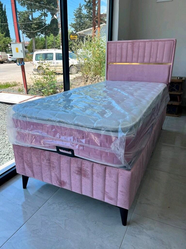 tek kişilik baza başlık pedli yatak - 5