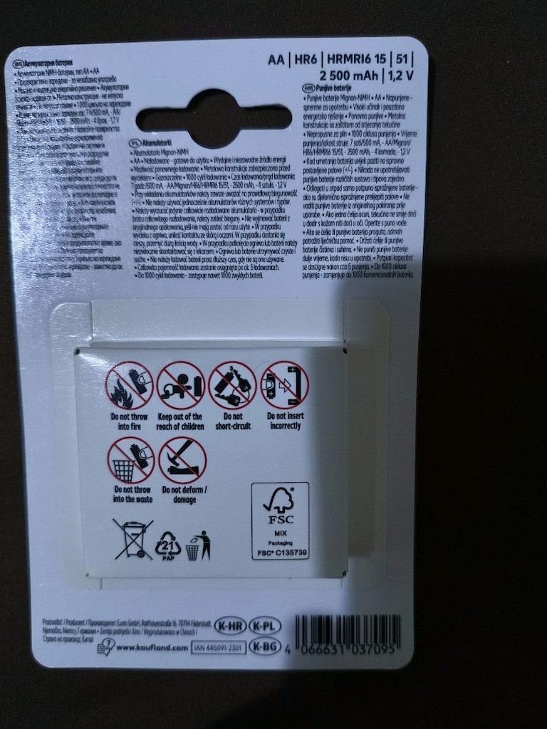 şarj edilebilir Kalem pil. AA 2500 mh. 4 adet. Açılmamış kullanılmamış - 2