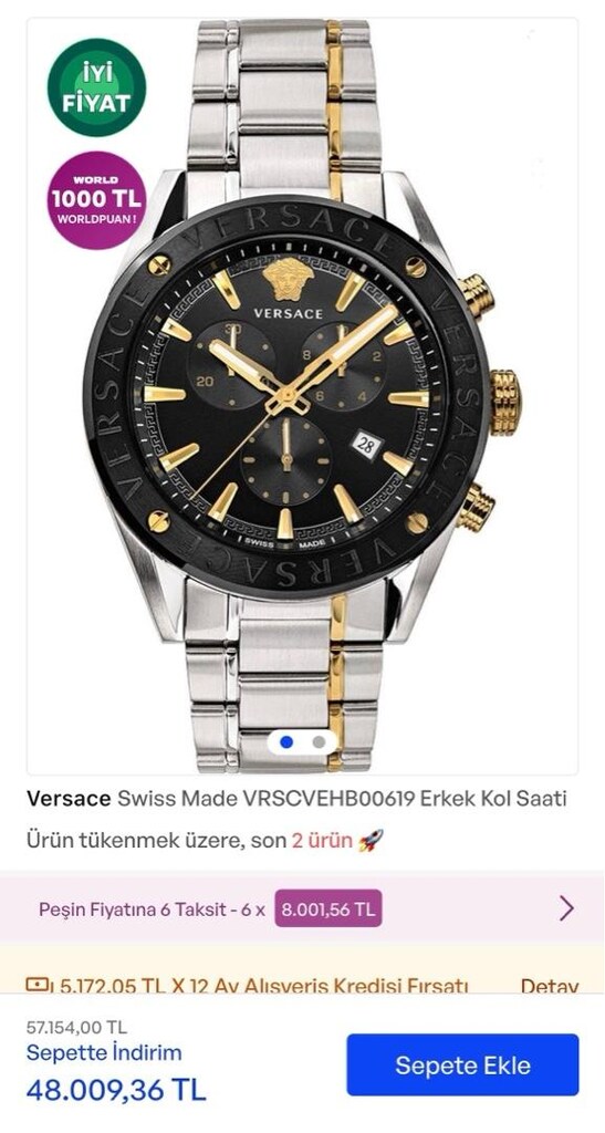 Versace kol saati Kutulu Belgeli - 12