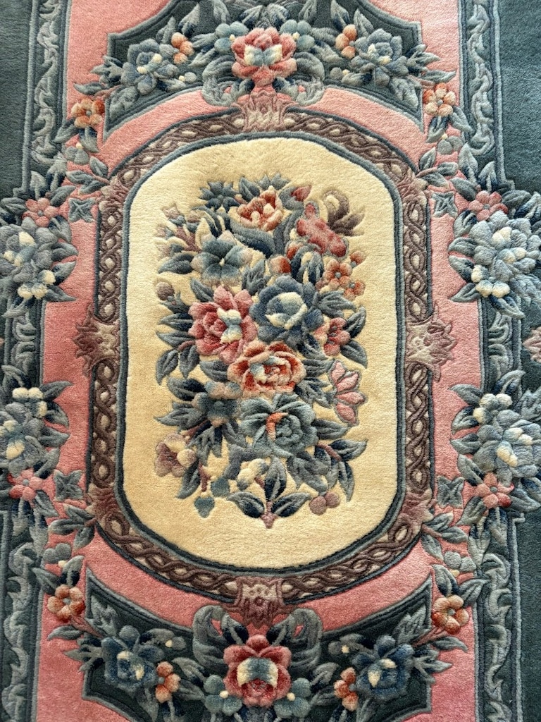 Orijinal El Dokuma Çin Halısı - Pembe/Yeşil Kabartmalı (151x251 cm) - 7