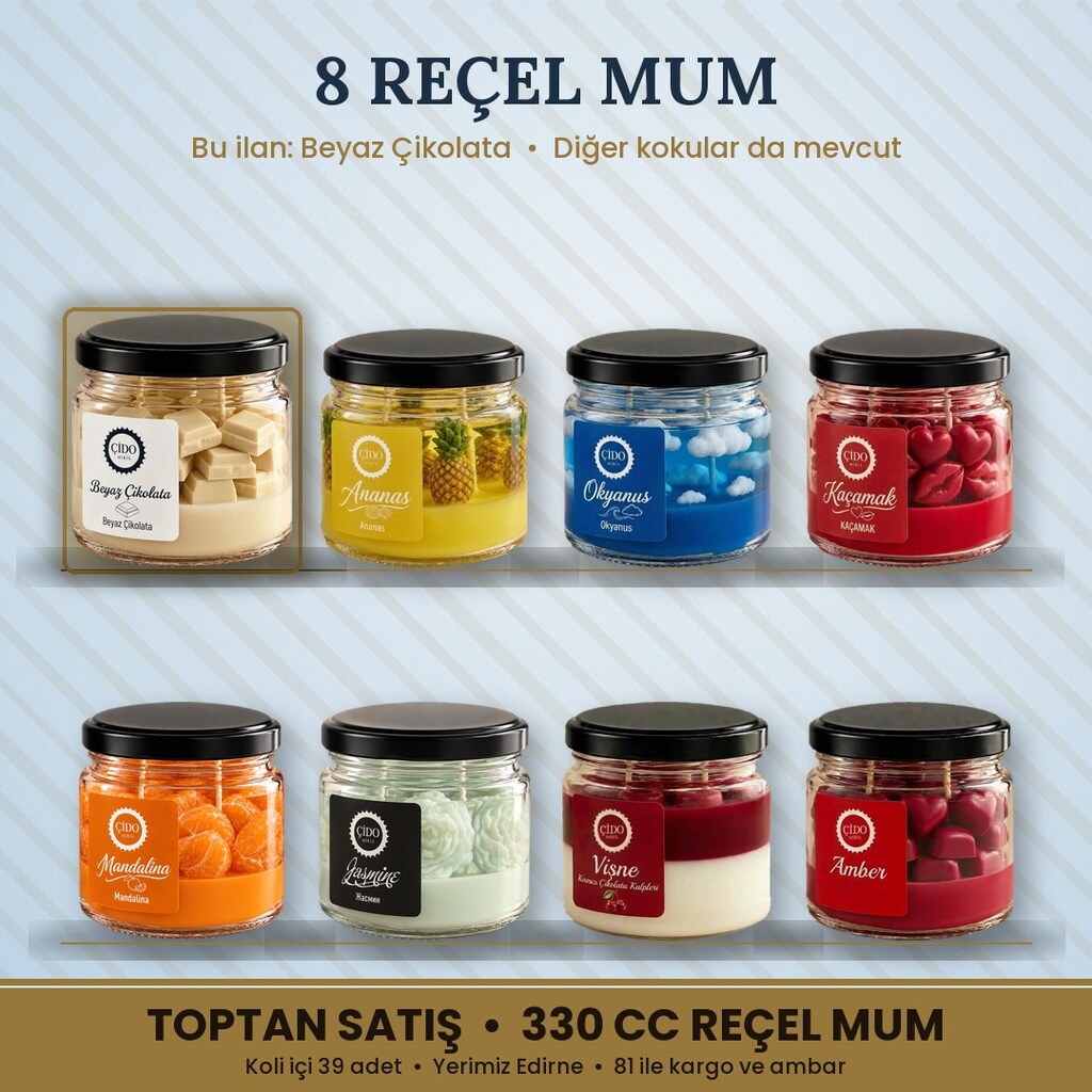 BEYAZ ÇİKOLATA KOKULU REÇEL MUM ÇİDO MİRİS 330CC | TOPTAN SATIŞ - 3