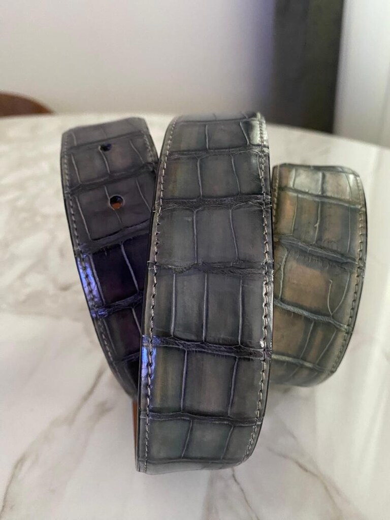 Santoni timsah derisi erkek kemeri. Orijinal - 8