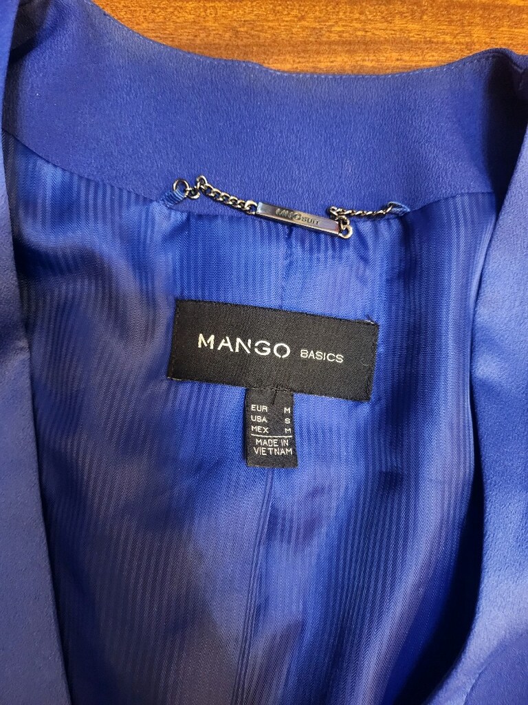 MANGO Mavi Saten Detaylı Blazer - 9