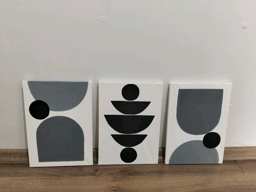 TUAL ÜZERİ DEKORATİF EL YAPIMI TABLO 3 LÜ SET - 3