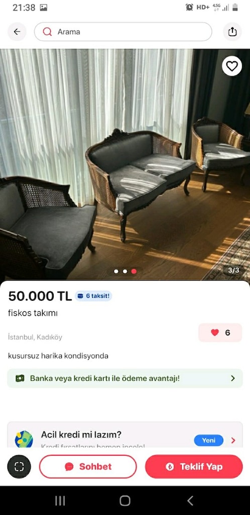 antika hazeranli koltuk takımı 4parca çay seti ceviz - 4