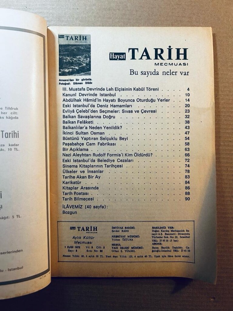 Hayat Tarih Dergi. Eylül 1972 . Yırtık, eksik sayfa yoktur. #hobi #kol - 3