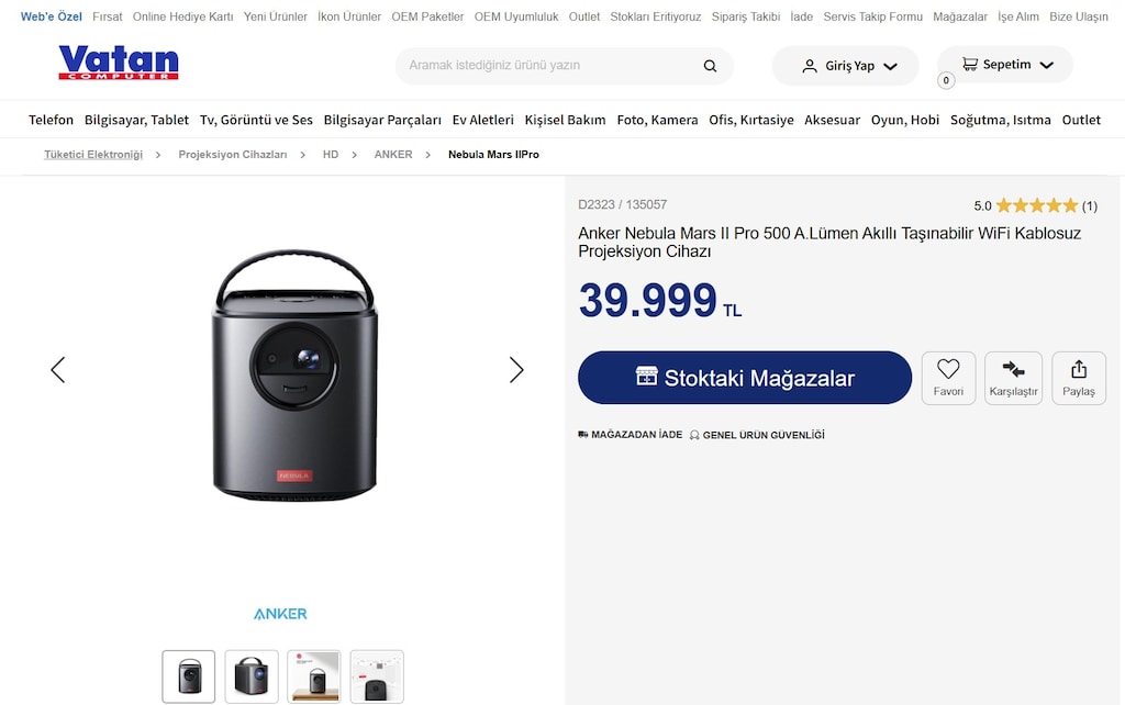 Anker Nebula Mars II Pro Taşınabilir WiFi Kablosuz Projeksiyon - 5