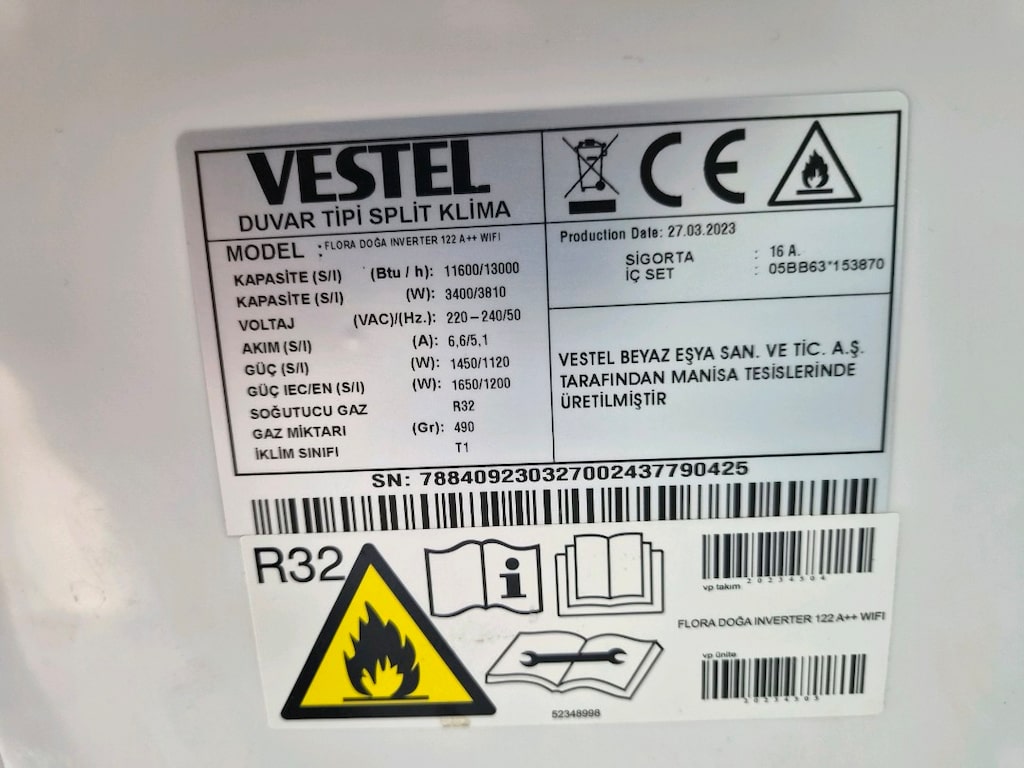VESTEL 12 BTU İNVERTİR KLİMA SIFIR AYARİNDA - 2