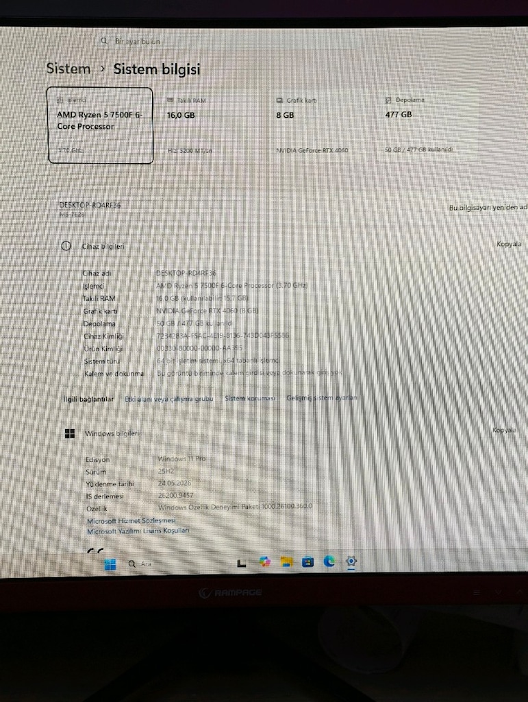 Ryzen 5 7500F RTX 4060 16GB DDR5 Ram 512GB SSD Gaming Kasa - 5