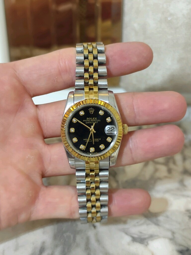 Rolex Datejust Siyah Pırlanta Kadran Kadın Saat - 2