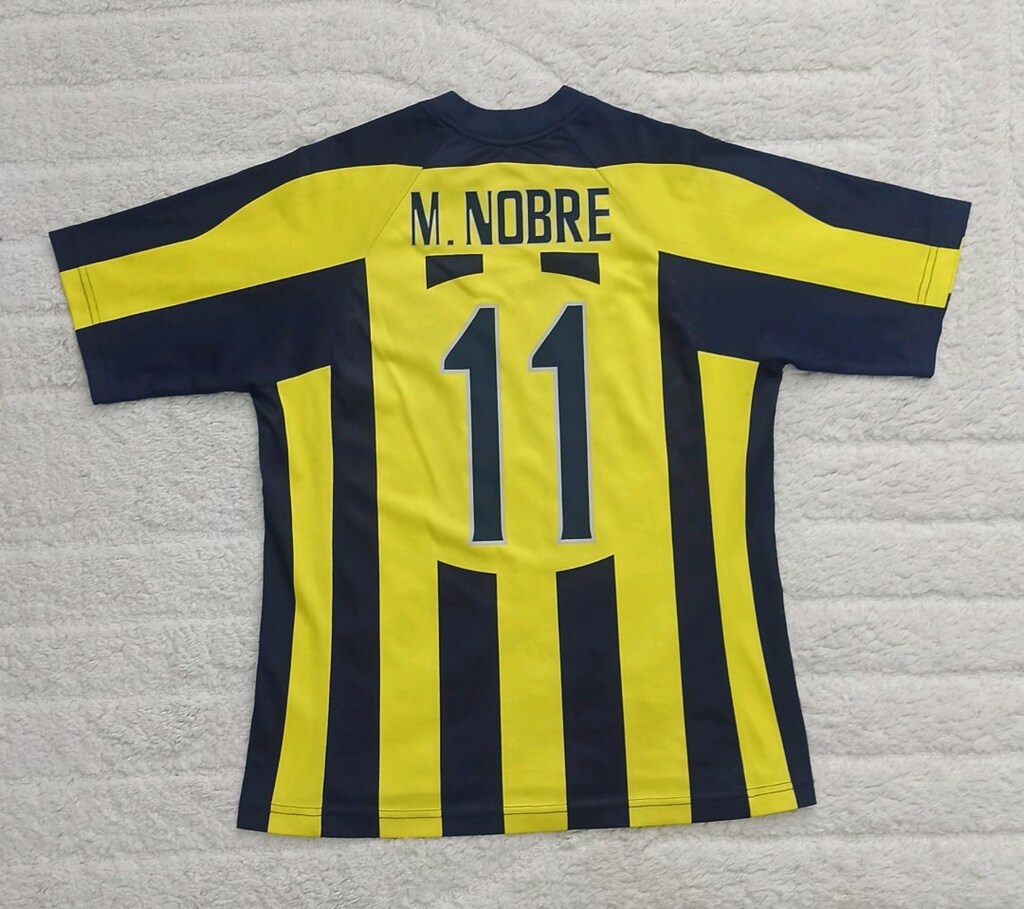 2003-2004 Marcio Nobre Orijinal Fenerbahçe Çubuklu Forma Fenerium Aria - 2