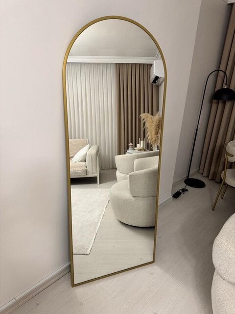 Pinterest Kubbe Boy Aynası (Eskitme Gold) 180Cm