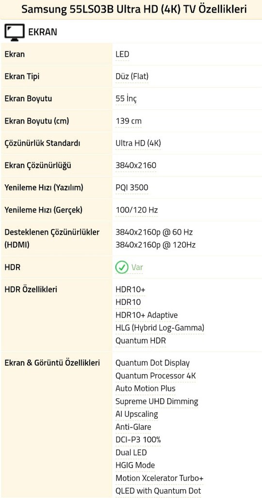 SAMSUNG 55LS03BAU 140 EKRAN 4K SMART TABLO TV - 9