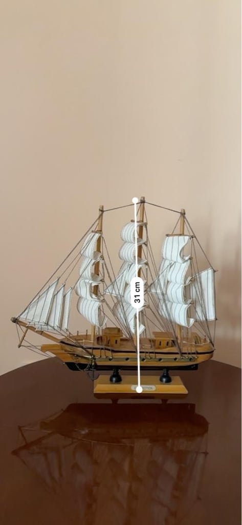 El Yapımı Ahşap Maket Tekne / Yelkenli Seti (31 cm & 43 cm) - 3