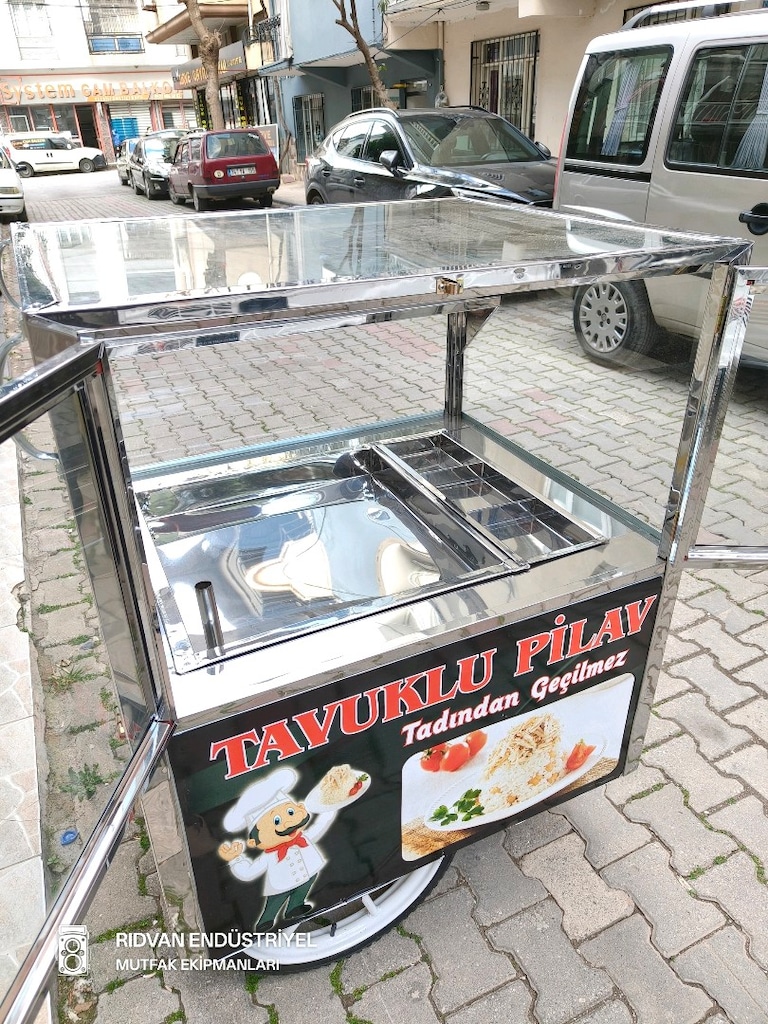 seyyar pilav arabası pilav tezgahı tavuklu nohutlu pilav servis araba - 6