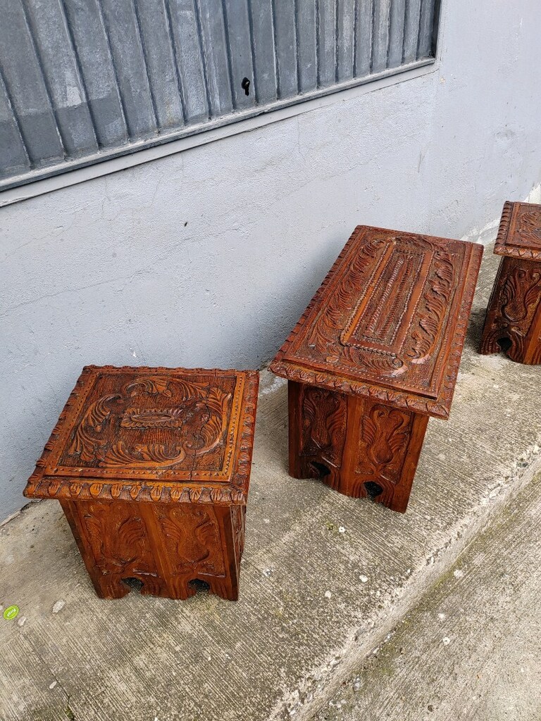Maraş işi oymalı sehpa takımı - 4