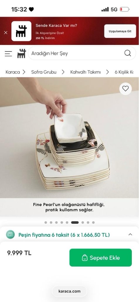 Karaca Fine Pearl Unique 26 Parça 6 Kişilik Kahvaltı Takımı - 3
