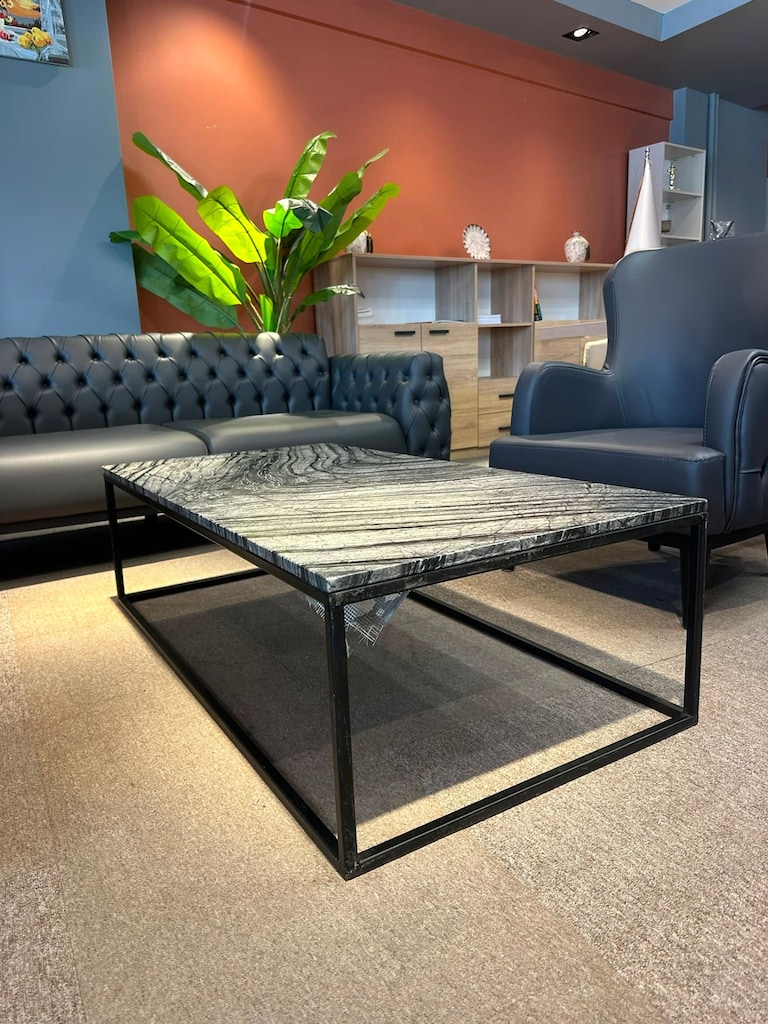 KLAS OFİS ÜSKÜDAR 140x70 SİYAH DESENLİ MERMER SEHPA - 2