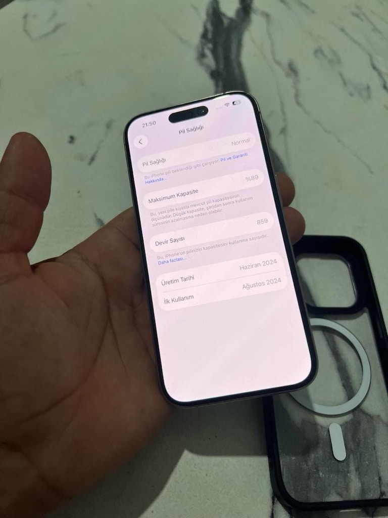 iPhone 15 Pro çift fiziki hat pil 89 60 gün süresi var deyisen parça - 9