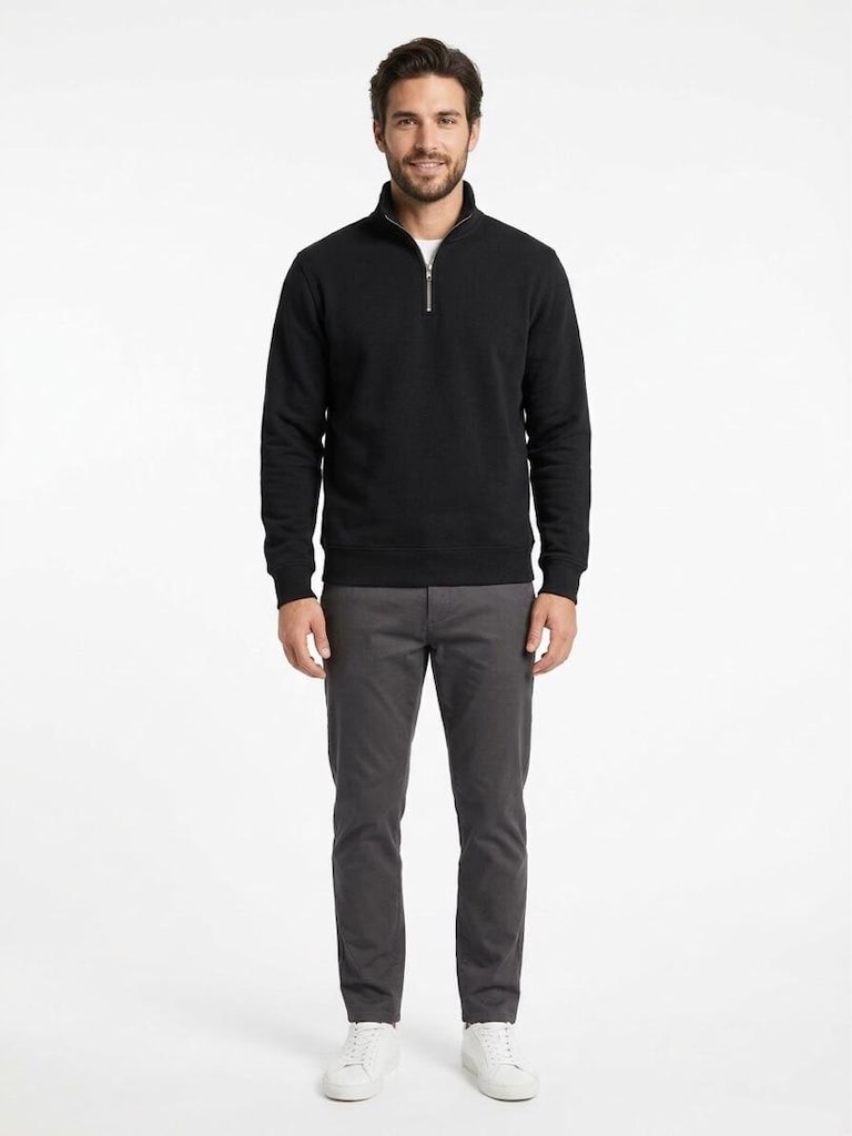 Zara Siyah Yarım Fermuarlı Sweatshirt L - 2