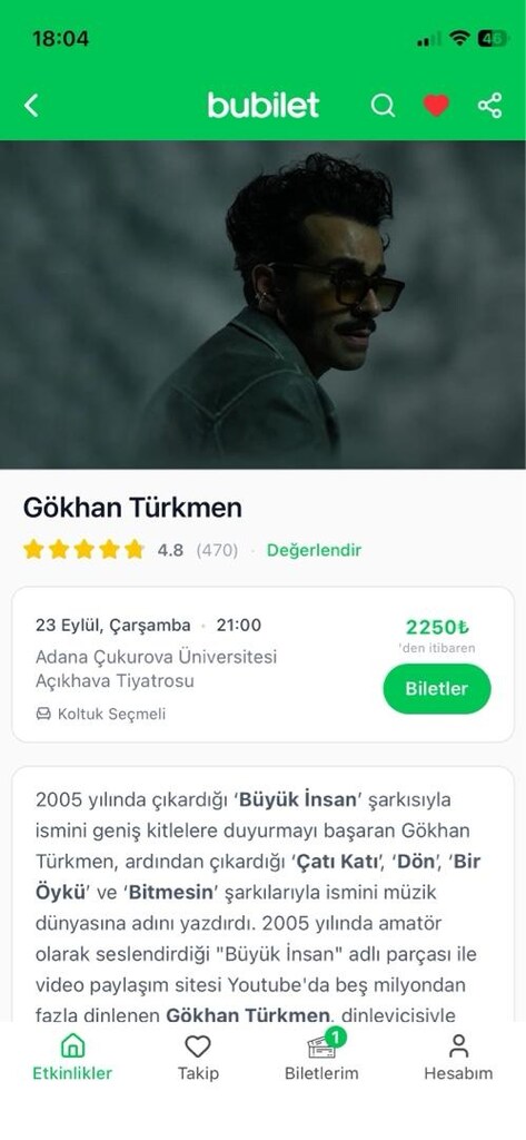 GÖKHAN TÜRKMEN Konser bileti - 3