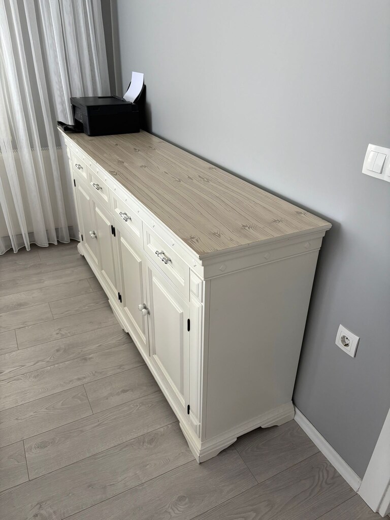 Beyaz açılabilir yemek masası + 6 sandalye + beyaz konsol - 3