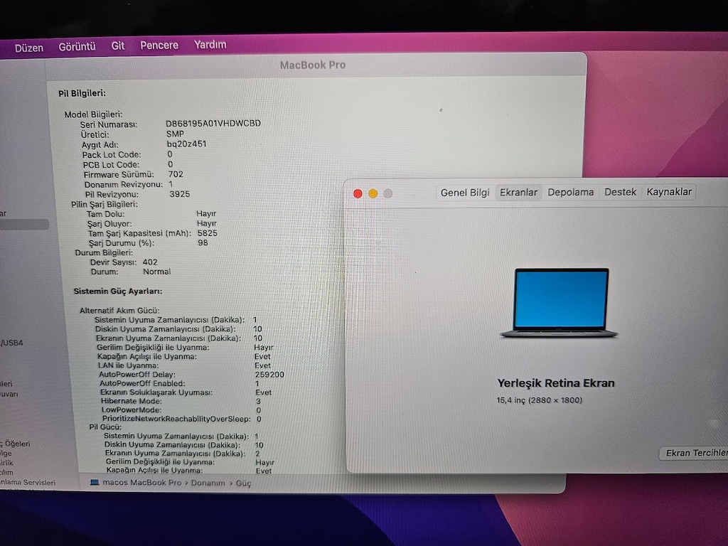 MACBOOK PRO + İ7 İŞLEMCİ + 16 GB RAM + 500 GB SSD + 15 İNÇ - 9