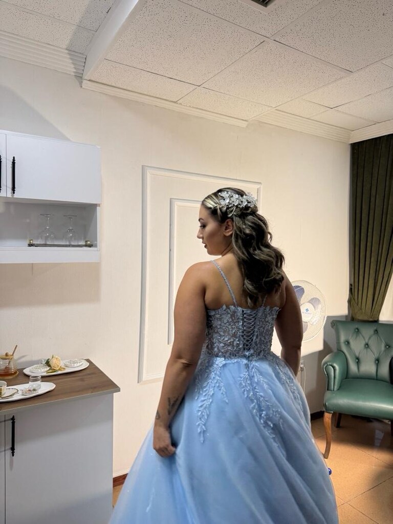 Bebek Mavi Açık Mavi Nişanlılık Abiye Elbise - 4