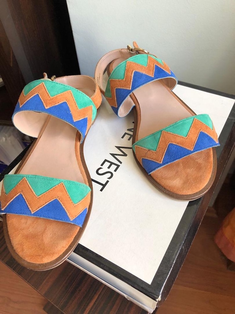 nine west hakiki süet etnik desen sandalet - 18