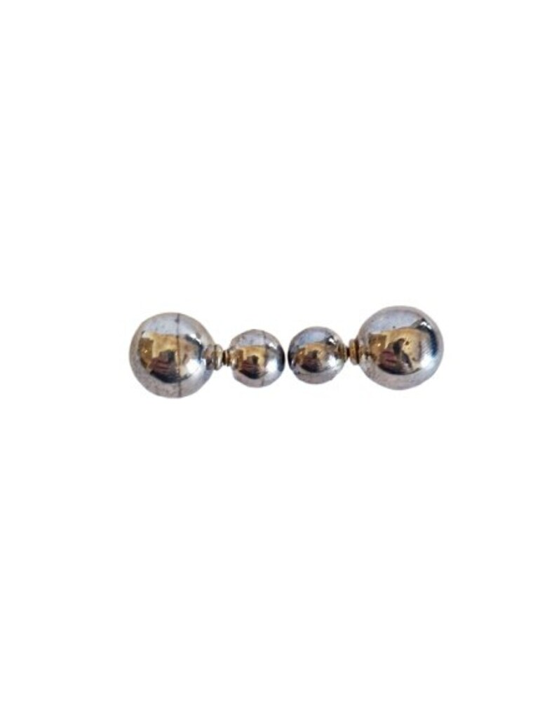 Gümüş Renk Çift Küre Detaylı Metal Küre - 6