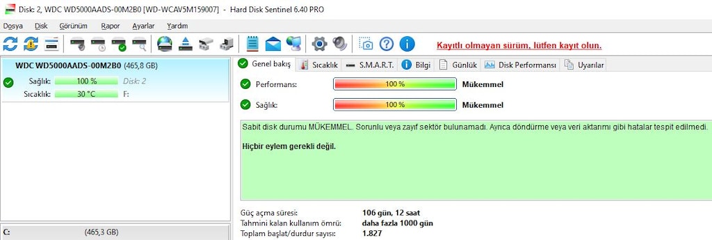 WD 500 GB 3.5” SATA Hard Disk (Sağlık 100 , 32 mb Önbellek) - 5