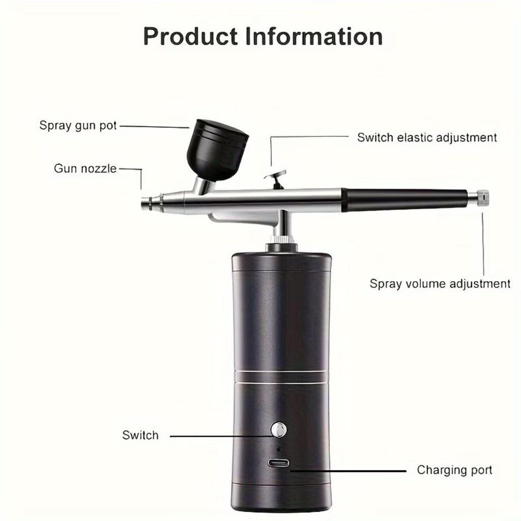 Profesyonel Airbrush Sprey Boya Tabancası Kompresör HORTUMLU Set - 7
