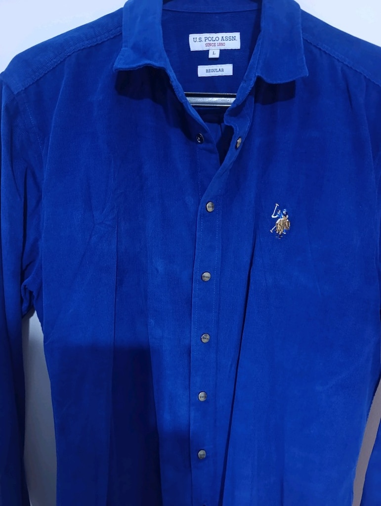 U.S. Polo Assn marka, Kadife Gömlek Saks Mavisi - 2