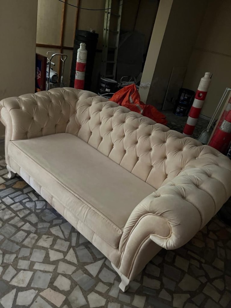 Temiz Chester 2’li Kadife Koltuk | Krem/Bej Renk | Şık Tasarım 180x70 - 4