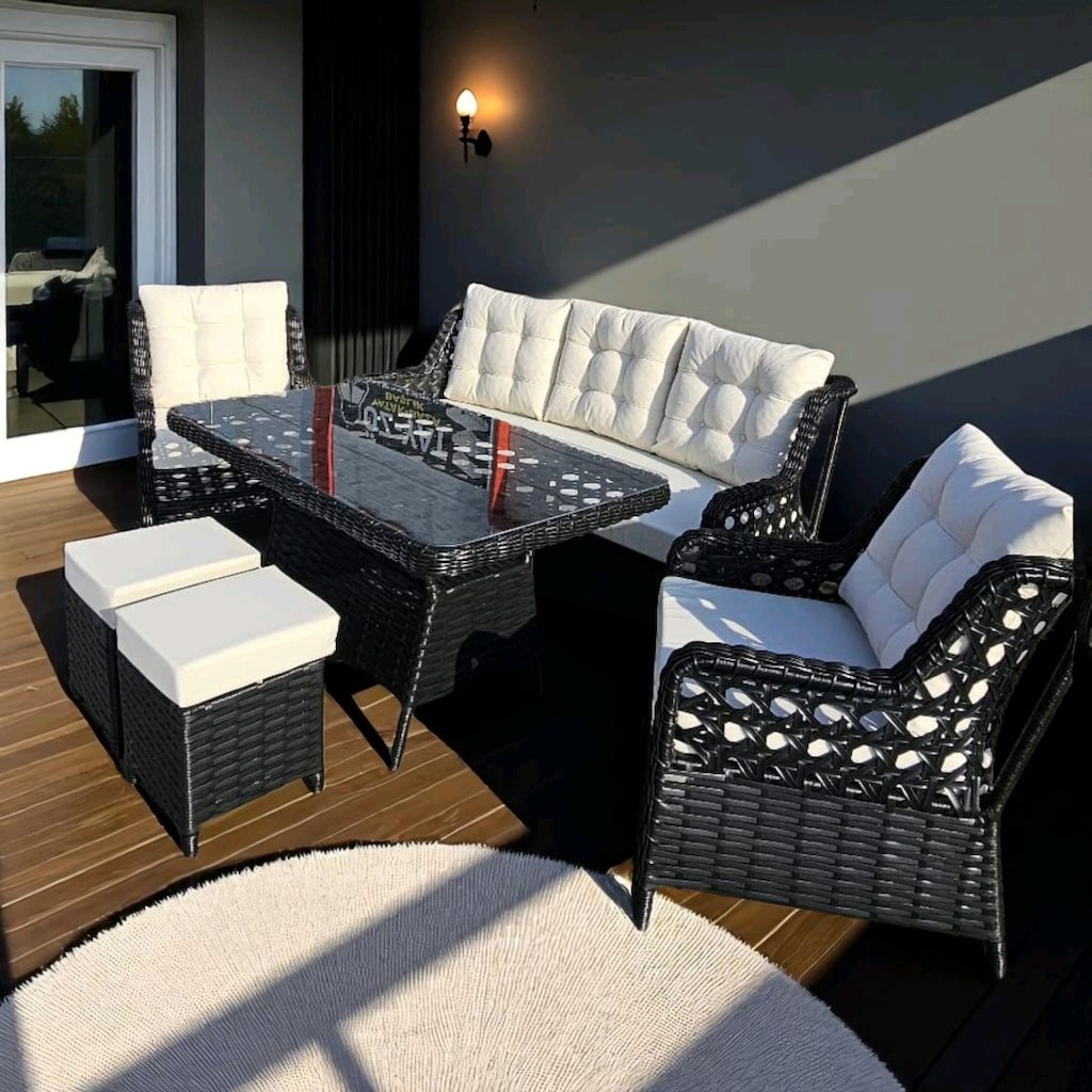 bahçe balkon mobilyasi, rattan koltuk takımı, teras mobilyası - 10