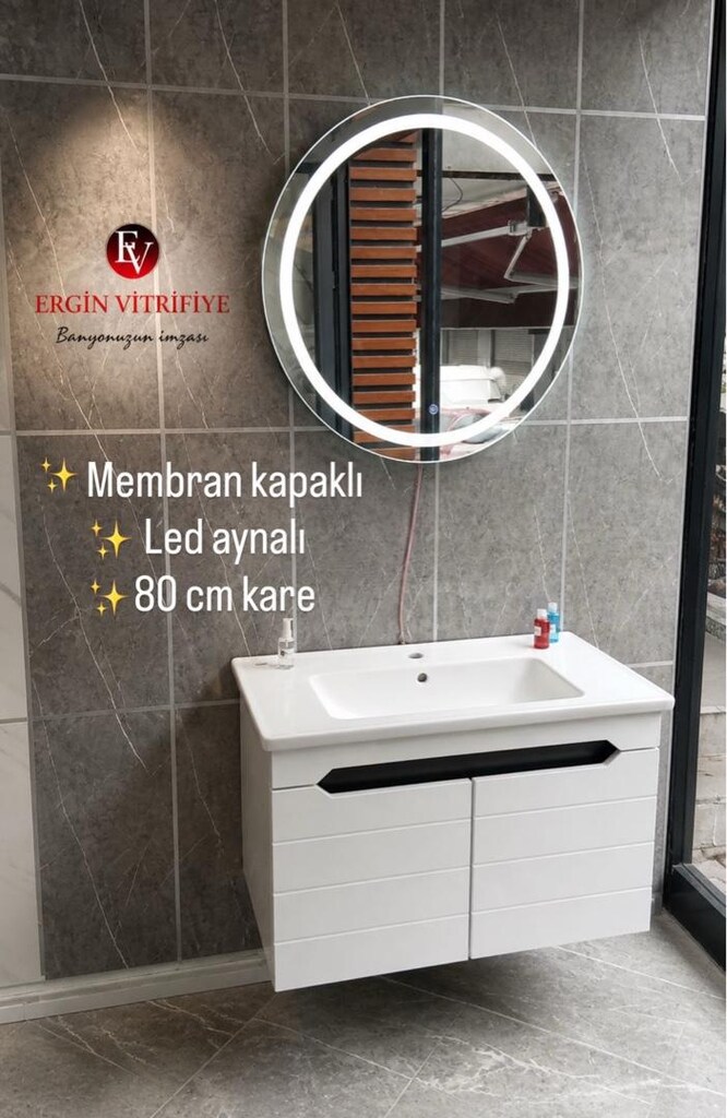 80 cm led aynali membran kapakli