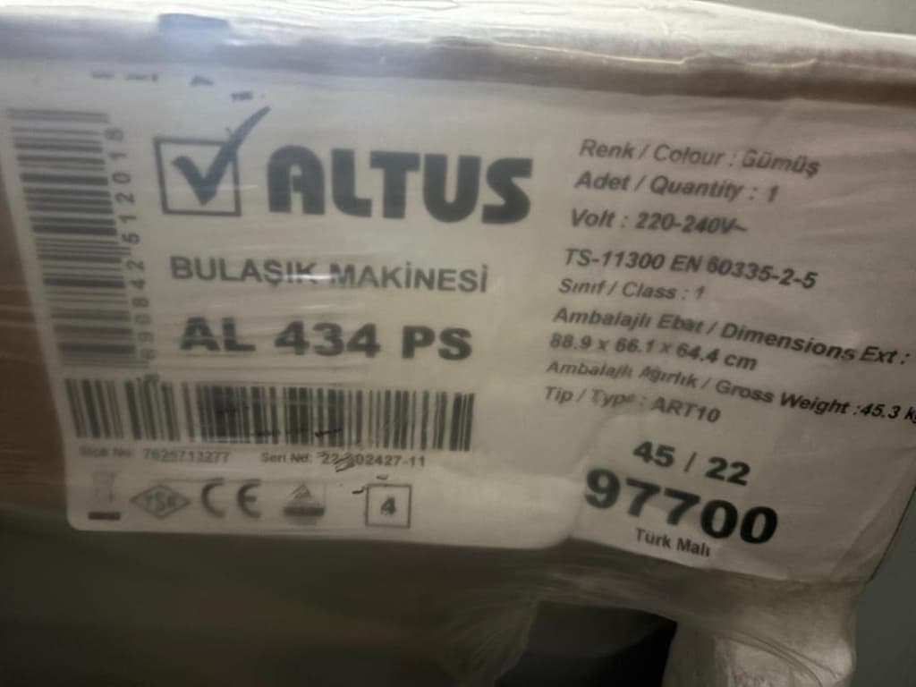 Altus AL 434 PS Bulaşık Makinesi (Gümüş / Gri) - 3