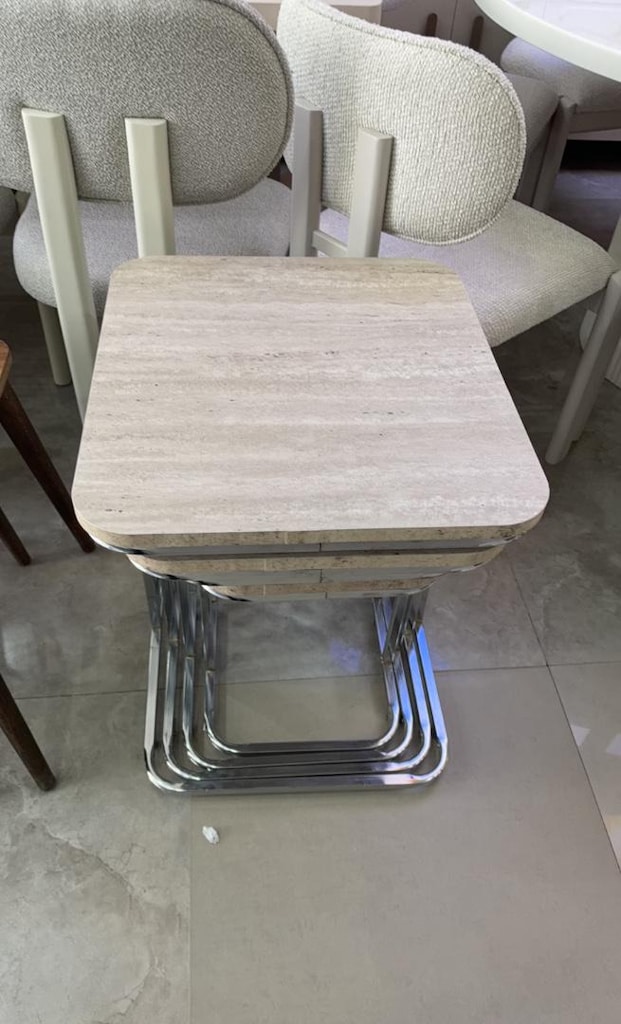 traverten desen 4 lü tekerlekli zigon sehpa - 5