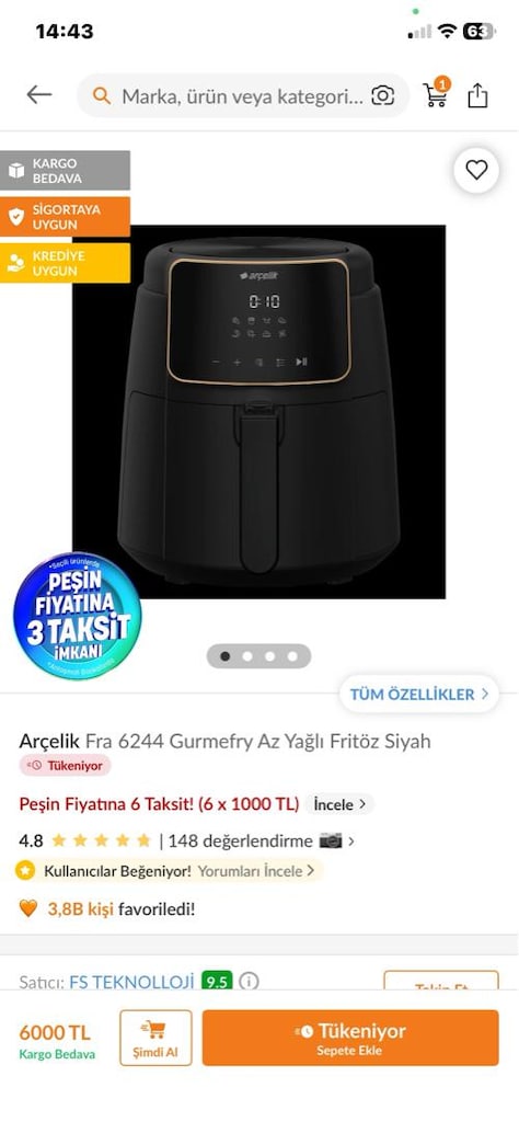 Arçelik Air Fryer 6244 - 5