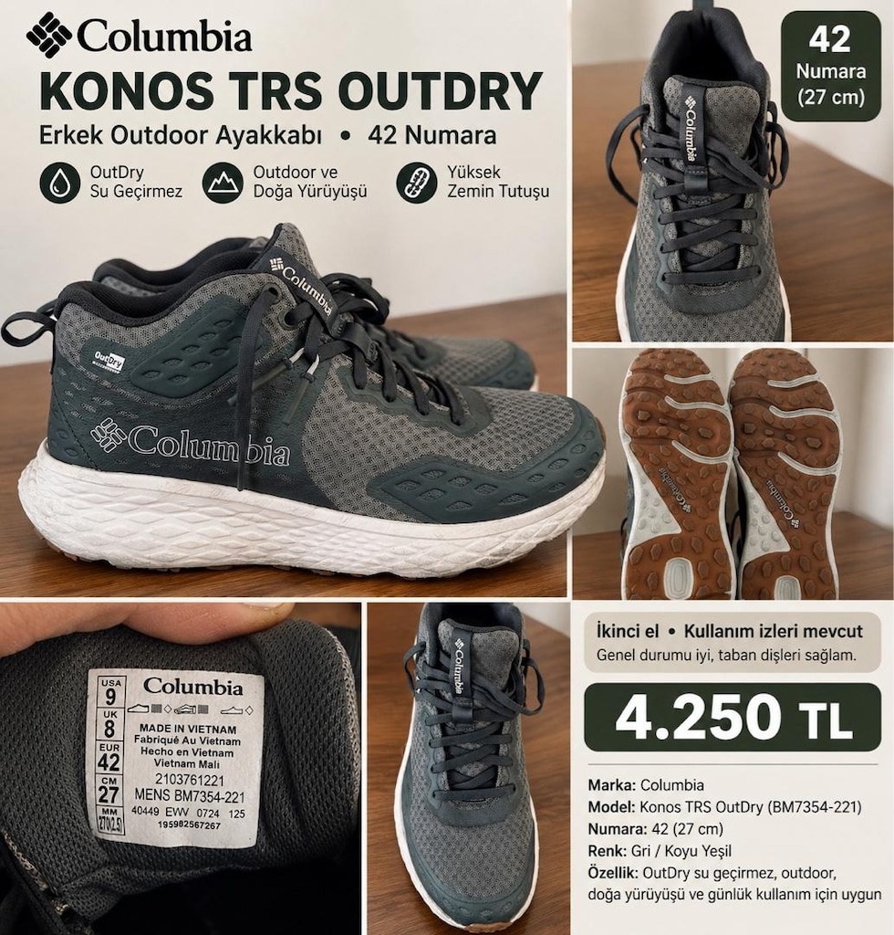 Columbia Konos TRS OutDry Su Geçirmez Erkek Outdoor Ayakkabı – 42 Numa
