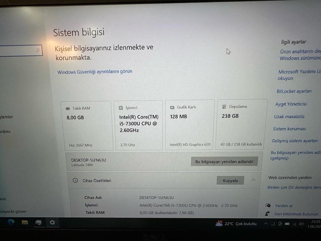 Dell i5 7300U 8GB DDR4 RAM 256 GB SSD Laptop - 2