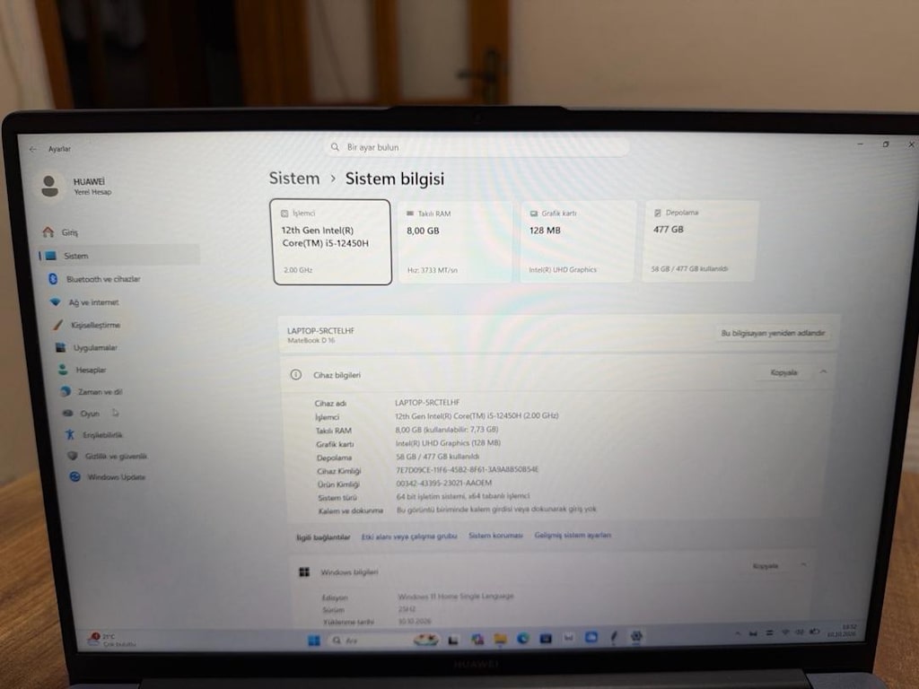 TERTEMİZ HUAWEİ MATEBOOK D 16 KUTUSU YANINDA - 12