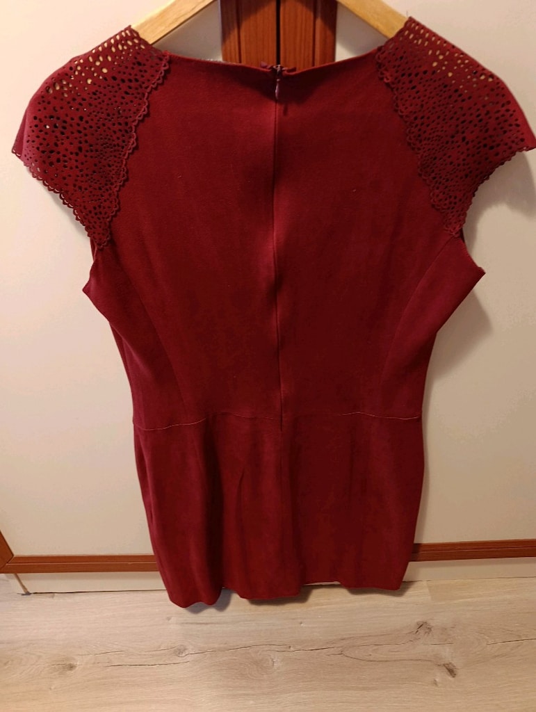 Bordo süet Elbise - 2