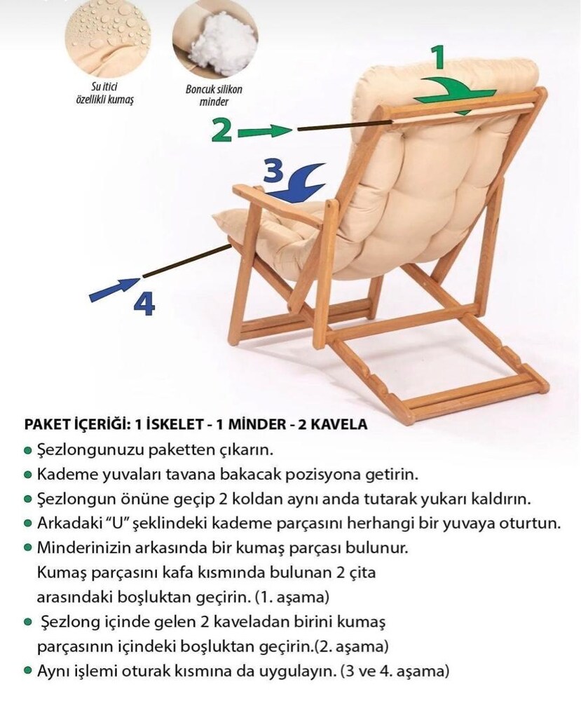 Bahçe balkon teras mobilyası katlanır şezlong masa seti - 4