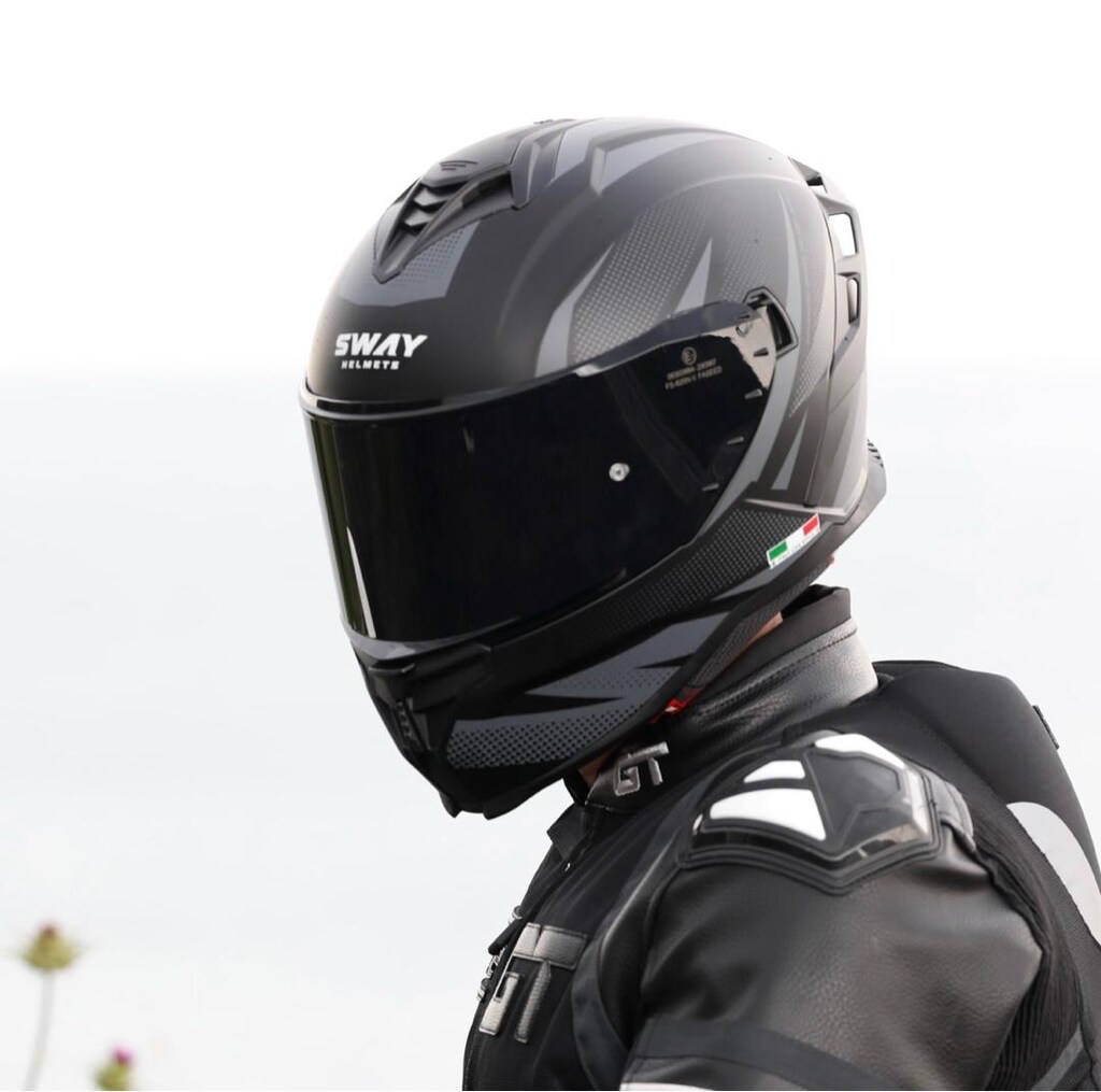 SWAY SW-867 ASPHALT KAPALI KASK - Siyah/Gri - 7
