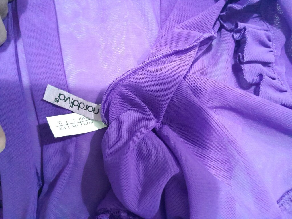 Sifir gibi, L-40, mor, ince askili, bagcikli firfirli bluz - 5