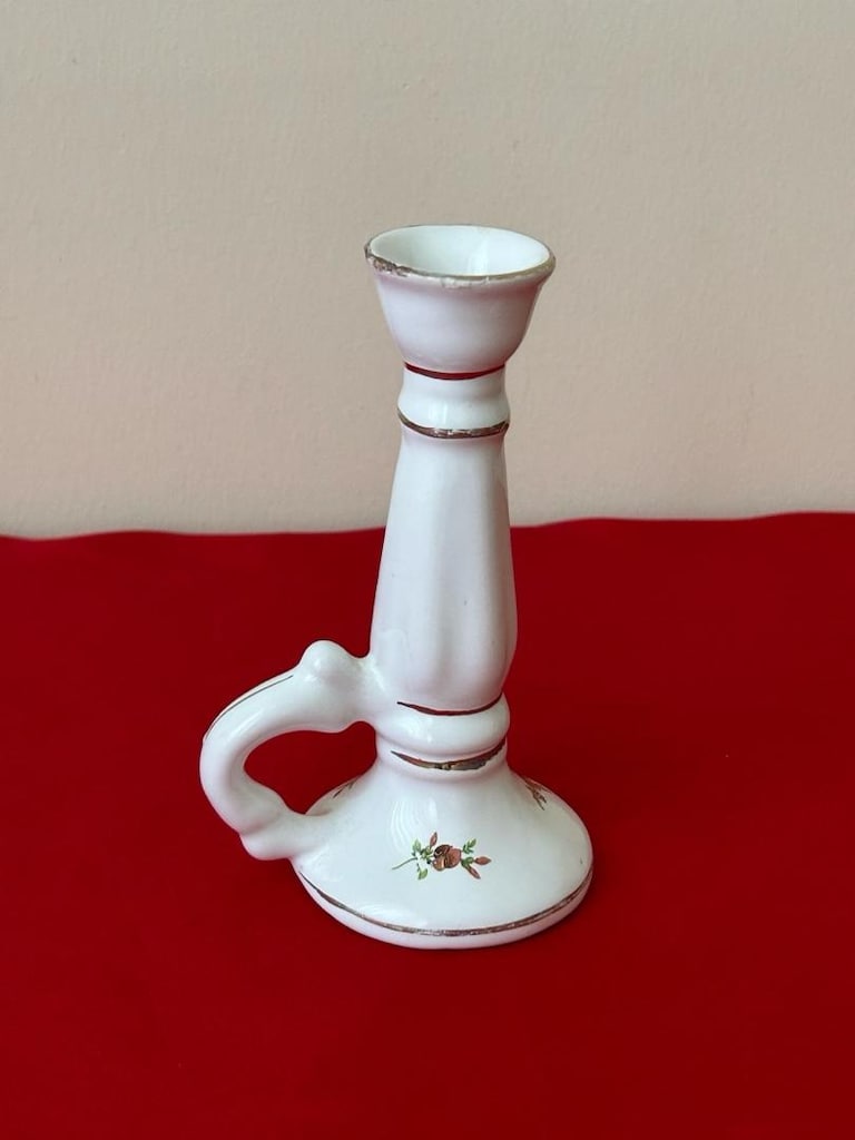 Vintage Porselen Kulplu Şamdan - 3