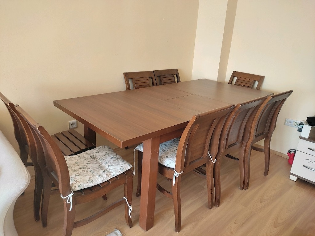 Masif Ahşap Açılır Yemek Masası Takımı – 8 Sandalyeli – 150x90(190 cm) - 3