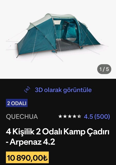 2 odalı ÇADIR