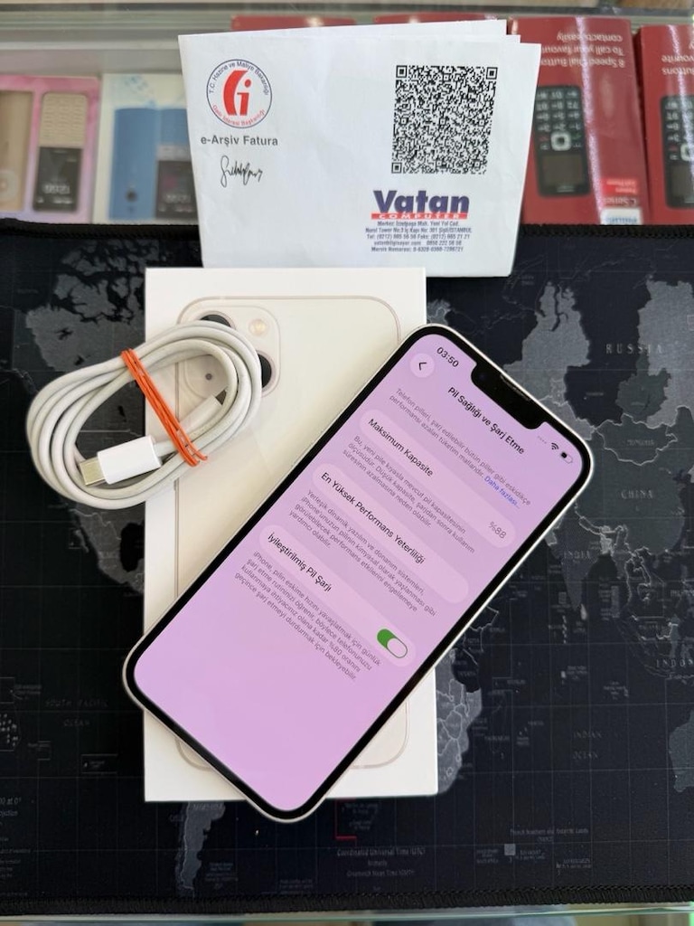 İPHONE 13 128 GB TR BEYAZ CİHAZI 10 AY GARANTİLİ HATASIZ PİL 88 - 7
